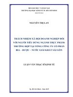 Trách nhiệm xã hội doanh nghiệp đối với người tiêu dùng ngành thực phẩm  trường hợp tại tổng công ty cổ phần bia – rượu – nước giải khát sài gòn 