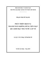 Phát triển dịch vụ thanh toán không dùng tiền mặt qua kho bạc nhà nước lấp vò 