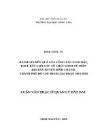Đánh giá kết quả của công tác giao đất, thuê đất cho các tổ chức kinh tế trên địa bàn huyện bình chánh, thành phố hồ chí minh giai đoạn 2016 2018 