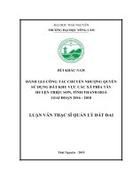 Đánh giá công tác chuyển nhượng quyền sử dụng đất khu vực các xã phía tây huyện triệu sơn, tỉnh thanh hóa giai đoạn 2016 2018 