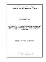 Các nhân tố tác động đến hành vi tuân thủ thuế của doanh nghiệp   trường hợp tỉnh đồng tháp 