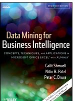 IT training data mining for business intelligence  concepts, techniques, and applications in microsoft office excel with XLMiner shmueli, patel  bruce 2010 10 26 