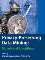 IT training privacy preserving data mining  models and algorithms aggarwal  yu 2008 07 07 