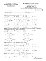 Đề KSCL Toán 12 lần 1 năm học 2019 – 2020 trường Lê Văn Thịnh – Bắc Ninh