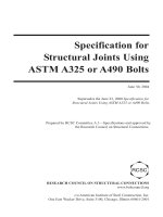 Specification for structural joints using ASTM a325 or a490 bolts 