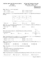 Đề thi thử toán THPTQG lần 1 năm 2019 2020 trường chuyên quang trung bình phước 