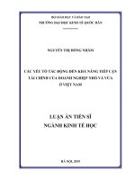 Các yếu tố tác động đến khả năng tiếp cận tài chính của doanh nghiệp nhỏ và vừa ở việt nam 
