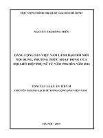 Đảng cộng sản việt nam lãnh đạo đổi mới nội dung, phương thức hoạt động của hội liên hiệp phụ nữ từ năm 1996 đến năm 2016 tt 