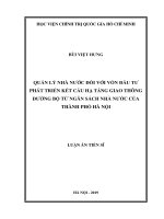 Quản lý nhà nước đối với vốn đầu tư phát triển kết cấu hạ tầng giao thông đường bộ từ ngân sách nhà nước của thành phố hà nội