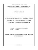 Nghiên cứu thực nghiệm biến dạng co ngót của bê tông trong điều kiện khí hậu chuẩn tại gia lai tt tiếng anh 