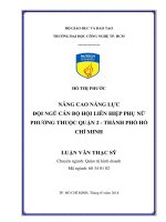 Nâng cao năng lực đội ngũ cán bộ hội liên hiệp phụ nữ phường thuộc quận 2   thành phố hồ chí minh