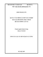 Quản lý tài chính các đơn vị sự nghiệp đào tạo, bồi dưỡng trực thuộc bộ giao thông vận tải tt