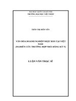 VĂN HÓA DOANH NGHIỆP NHẬT BẢN TẠI VIỆT NAM  (NGHIÊN CỨU TRƯỜNG HỢP NHÀ HÀNG KỶ Y