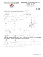 Đề kiểm tra giữa kỳ 1 toán 12 năm 2019 2020 trường trần hưng đạo nam định 