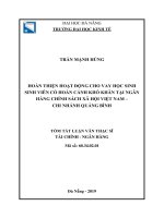 Hoàn thiện hoạt động cho vay học sinh , sinh viên có hoàn cảnh khó khăn tại ngân hàng chính sách xã hội việt nam  chi nhánh quảng bình
