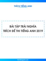 ThichTiengAnh com 80 bài tập chọn từ trái nghĩa trích đề thi thử tiếng anh 2019