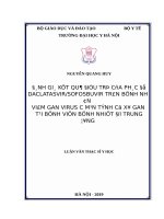 ĐÁNH GIÁ kết QUẢ điều TRỊ của PHÁC đồ DACLATASVIRSOFOSBUVIR TRÊN BỆNH NHÂN VIÊM GAN VIRUS c mạn TÍNH có xơ GAN tại BỆNH VIỆN BỆNH NHIỆT đới TRUNG ƯƠNG 