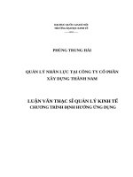 Quản lý nhân lực tại Công ty cổ phần xây dựng Thành Nam