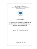 Các nhân tố ảnh hưởng đến kiểm soát chi thường xuyên ngân sách xã tại kho bạc nhà nước huyện tháp mười 