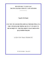 Các yếu tố ảnh hưởng đến sự thành công của việc áp dụng hệ thống quản lý văn bản và hồ sơ điện tử  trường hợp ủy ban nhân dân quận bình thạnh 