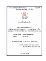 THỰC TRẠNG QUẢN lý BỆNH đái THÁO ĐƯỜNG týp II tại BỆNH VIỆN đa KHOA TUYẾN HUYỆN của TỈNH THÁI BÌNH 2018 