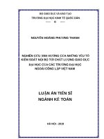 Nghiên cứu ảnh hưởng của những yếu tố kiểm soát nội bộ tới chất lượng giáo dục đại học của các trường đại học ngoài công lập ở việt nam 
