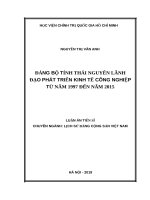 Đảng bộ tỉnh thái nguyên lãnh đạo lãnh đạo phát triển kinh tế công nghiệp từ năm 1997 đến năm 2015 