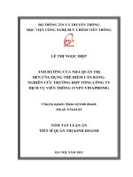 Ảnh hưởng của nhà quản trị đến ứng dụng thẻ điểm cân bằng nghiên cứu trường hợp tổng công ty dịch vụ viễn thông (VNPT vinaphone) (tt) 