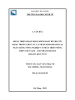 Hoàn thiện hoạt động kiểm soát rủi ro tín dụng trong cho vay kinh doanh cá nhân tại ngân hàng nông nghiệp và phát triển nông thôn việt nam – chi nhánh huyện đắk hà kon tum