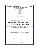 NGHIÊN cứu đặc điểm lâm SÀNG, HÌNH ẢNH nội SOI và mô BỆNH học của UNG THƯ đại TRỰC TRÀNG tại KHOA TIÊU hóa BỆNH VIỆN BẠCH MAI từ năm 2019 đến 2020 