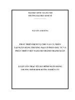 Phát triển dịch vụ cho vay cá nhân tại ngân hàng thương mại cổ phần Đầu tư và Phát triển Việt Nam chi nhánh Thanh Xuân