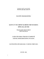 Quản lý tài chính tại Bệnh viện Đa khoa Đống Đa, Hà Nội