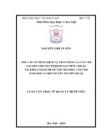 NHU cầu sử DỤNG DỊCH vụ THAY BĂNG và cắt CHỈ tại NHÀ CHO NGƯỜI BỆNHSAU PHẪU THUẬT tại KHOA NGOẠI BỆNH VIỆN đại học y hà nội năm 2018 và một số yếu tố LIÊN QUAN 