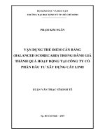 Vận dụng thẻ điểm cân bằng (balanced scorecard) trong đánh giá thành quả hoạt động tại công ty cổ phần đầu tư xây dựng cát linh 