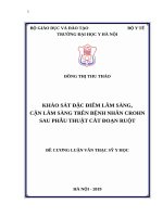 KHẢO sát đặc điểm lâm SÀNG, cận lâm SÀNG TRÊN BỆNH NHÂN CROHN SAU PHẪU THUẬT cắt đoạn RUỘT 