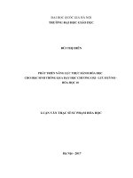 Phát triển năng lực thực hành hóa học cho học sinh thông qua dạy học chương oxi – lưu huỳnh – hóa học 10 