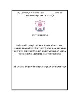 KIẾN THỨC, THỰC HÀNH và một số yếu tố ẢNH HƯỞNG đến TUÂN THỦ vệ SINH TAY THƯỜNG QUY của điều DƯỠNG, hộ SINH tại một số KHOA THUỘC BỆNH VIỆN PHỤ sản TRUNG ƯƠNG 