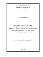Phát triển năng lực toán học cho học sinh trung học phổ thông thông qua việc dạy học các bài toán thực tiễn phần khối đa diện và khối tròn xoay (hình học không gian lớp 12 – ban cơ bản) 