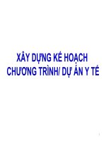 XÂY DỰNG KẾ HOẠCH CHƯƠNG TRÌNH, DỰ ÁN Y TẾ