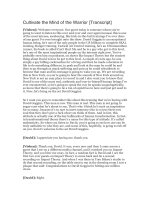 Cultivate the mind of the warrior transcript) 