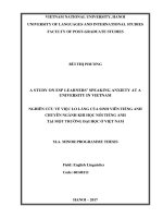 Nghiên cứu về việc lo lắng của sinh viên tiếng anh chuyên nghành khi học nói tiếng anh tại một trường đại học ở việt nam 