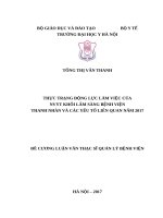 THỰC TRẠNG ĐỘNG lực làm VIỆC của NVYT KHỐI lâm SÀNG BỆNH VIỆN THANH NHÀN và các yếu tố LIÊN QUAN năm 2017 