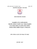 NGHIÊN cứu CHẨN đoán TRƯỚC SINH và kết cục THAI NGHÉN CỦATHAI NHI có GIÃN não THẤT được PHÁT HIỆN ở QUÝ 3 THAI kỳ 
