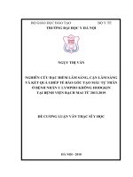 NGHIÊN cứu đặc điểm lâm SÀNG, cận lâm SÀNG và kết QUẢ GHÉP tế bào gốc tạo máu tự THÂN ở BỆNH NHÂN u LYMPHO KHÔNG HODGKIN tại BỆNH VIỆN BẠCH MAI từ 2013 2019 