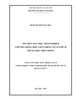 Tổ chức dạy học trải nghiệm chương động học chất điểm vật lí 10 trung học phổ thông 