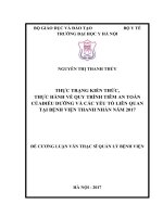 THỰC TRẠNG KIẾN THỨC, THỰC HÀNH về QUY TRÌNH TIÊM AN TOÀN của điều DƯỠNG và các yếu tố LIÊN QUAN tại BỆNH VIỆN THANH NHÀN năm 2017 