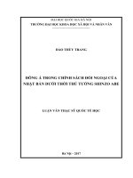 Đông á trong chính sách đối ngoại của nhật bản dưới thời thủ tướng shinzo abe 