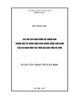 Vai trò của viện kiểm sát nhân dân trong việc áp dụng biện pháp ngăn chặn tạm giam của cơ quan điều tra trên địa bàn tỉnh hà tĩnh 