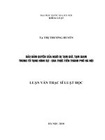 Bảo đảm quyền của người bị tạm giữ, tạm giam trong tố tụng hình sự  qua thực tiễn thành phố Hà Nội