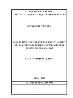 Đảng bộ tỉnh lào cai lãnh đạo bảo tồn và phát huy giá trị các di tích lịch sử ở địa phương từ năm 2000 đến năm 2015   = 